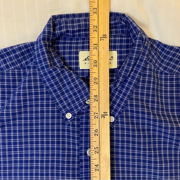 Eddie Bauer blue long sleeve checkered plaid collared dress shirt sz L - Picture 5 of 14